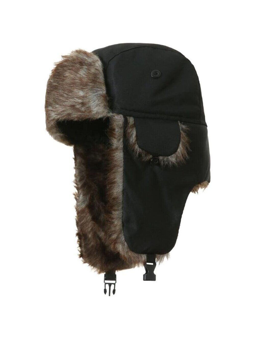 Unisex Black 100% Polyester Snow Skiing Trooper Winter Ear Flaps Trapper Hat